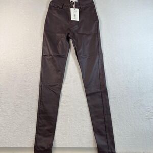 GB Pants Teens 1‎ Red Coated Jegging Slim Stretch Metallic Twill Casual